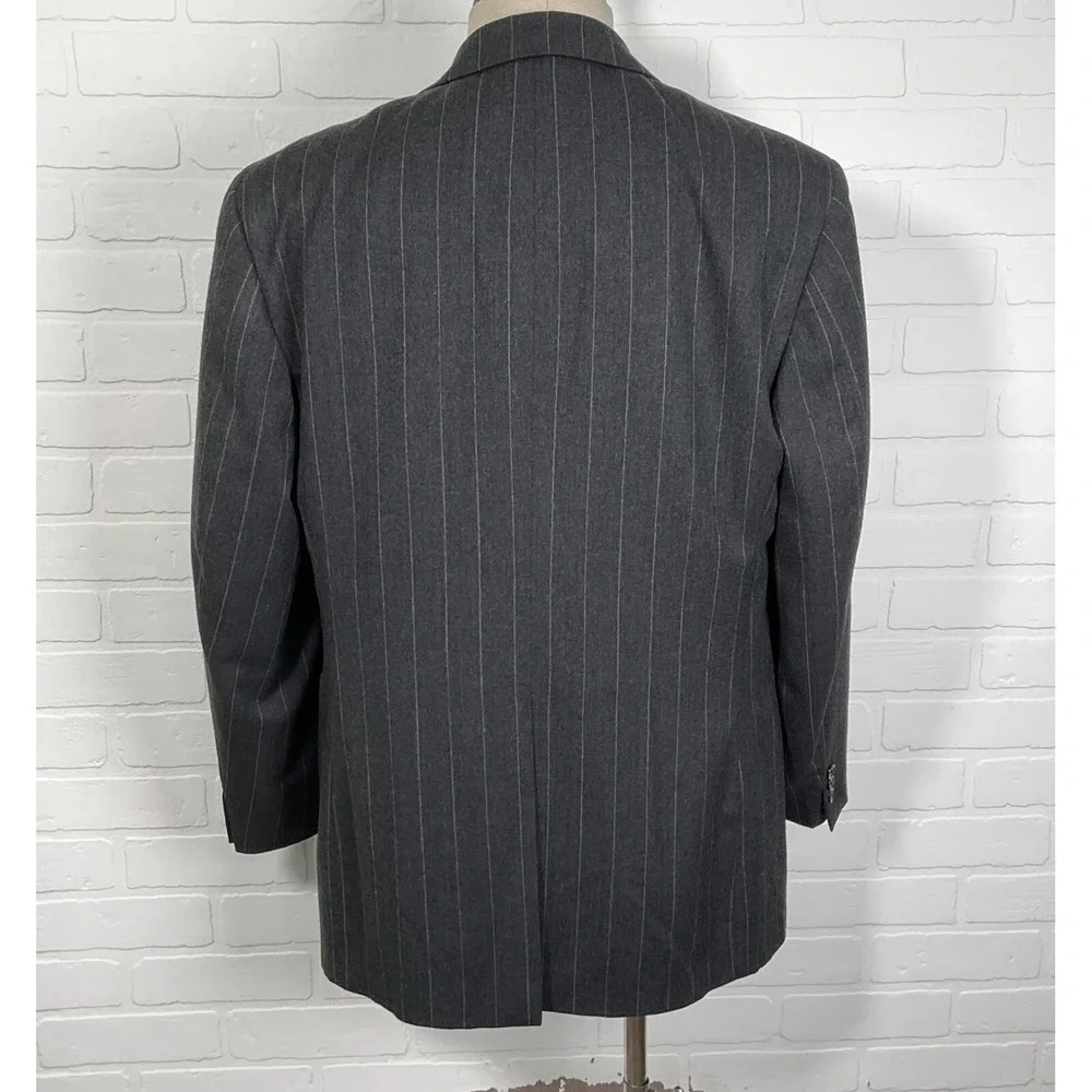 Brooks Brothers Blazer 42R Gray Pinstripe Classic Career Two Button Wool USA VTG